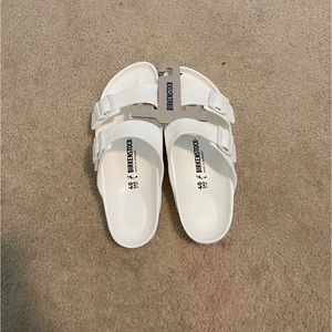 White Birkenstock sandals